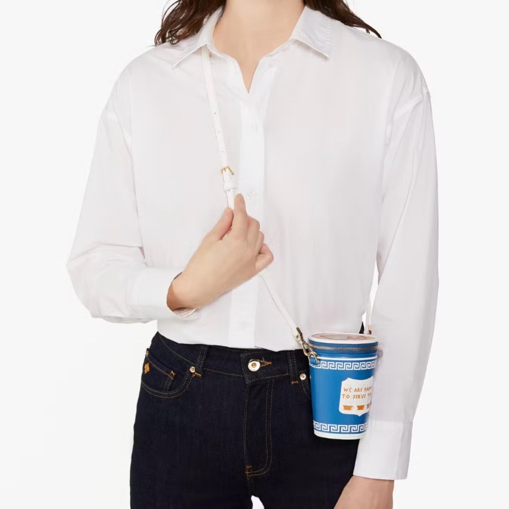 Kate Spade Coffee Cup Blue and White Crossbody Bag